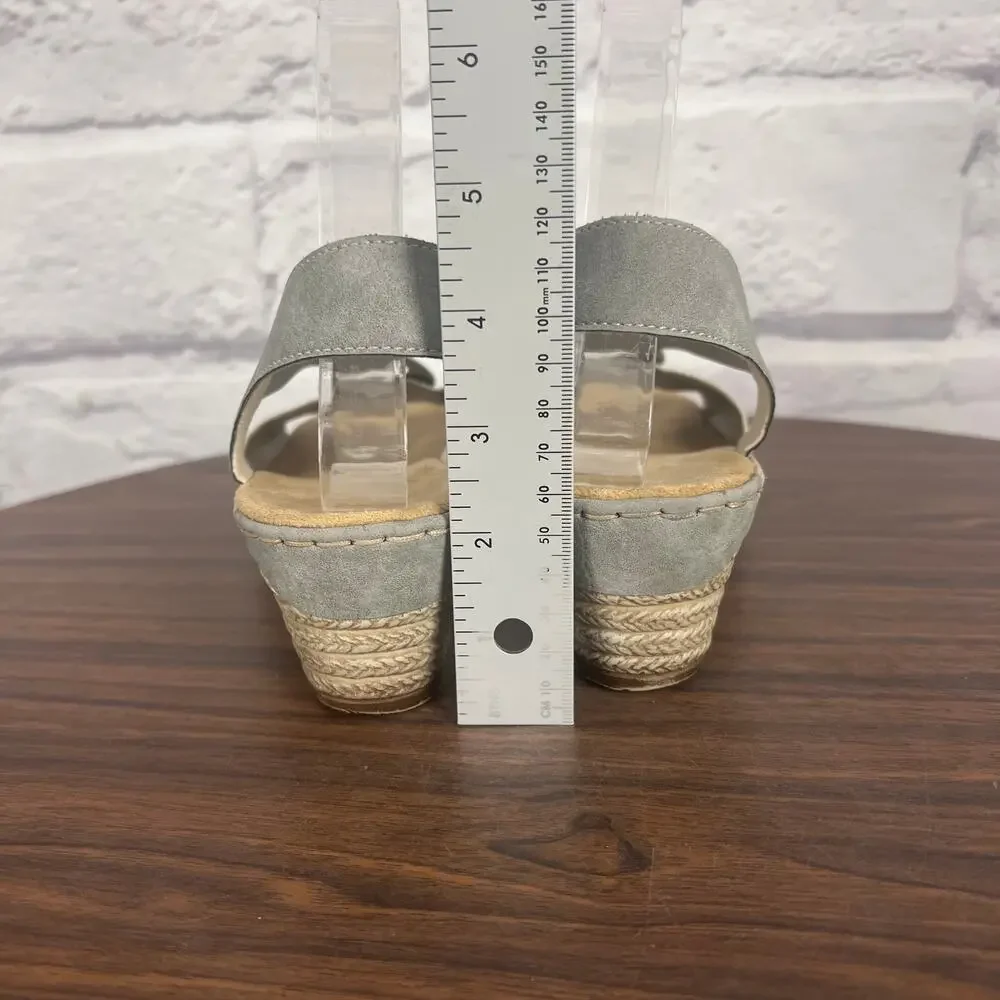 Rieker Womens 9.5 Boho Eclectic Resortwear Espadrille Peep Toe Wedge Sandals